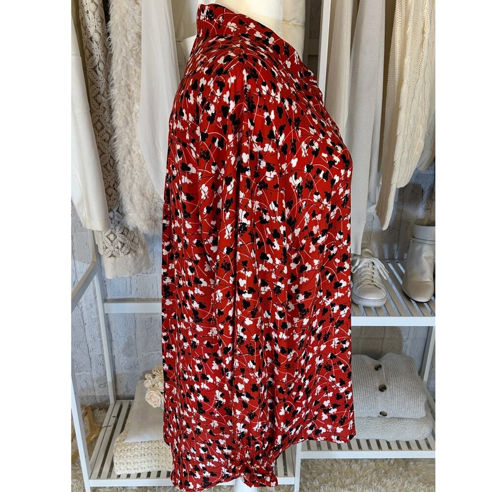 Lane Bryant Women's Size 18/20 Red Floral Button Up Blouse #0341 - Picture 2 of 12